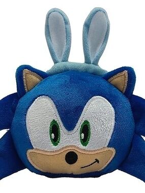 Blue Sonic Plush Head with Bunny Ears Bag Charm